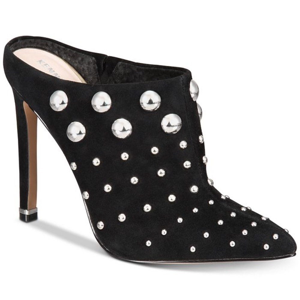 Kenneth Cole Women’s Riley Mules Studded Black Suede Size 7.5